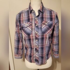 Buffalo David Bitton cotton plaid‎ womens size small button down shirt